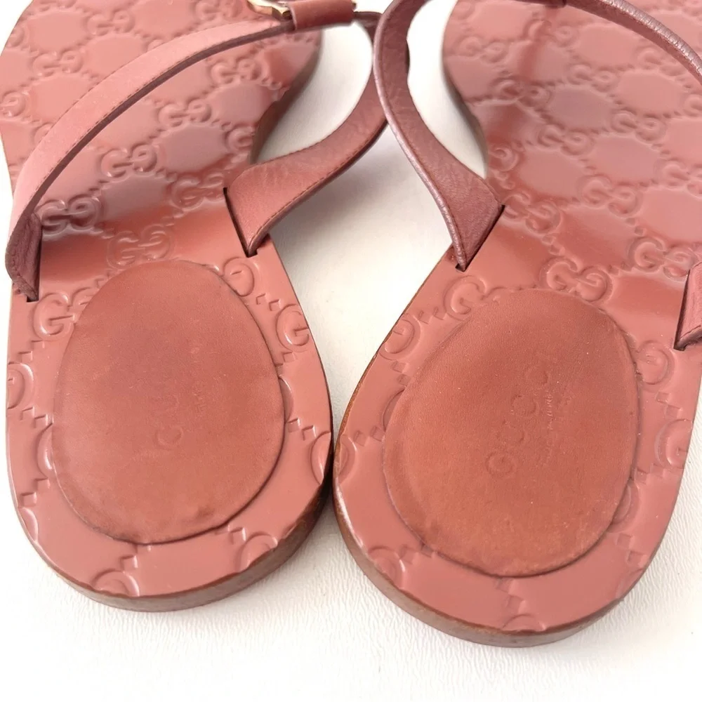 GUCCI | Pink Guccissima Leather Interlocking GG Thong Sandals Flats EU 36 - Picture 9 of 16